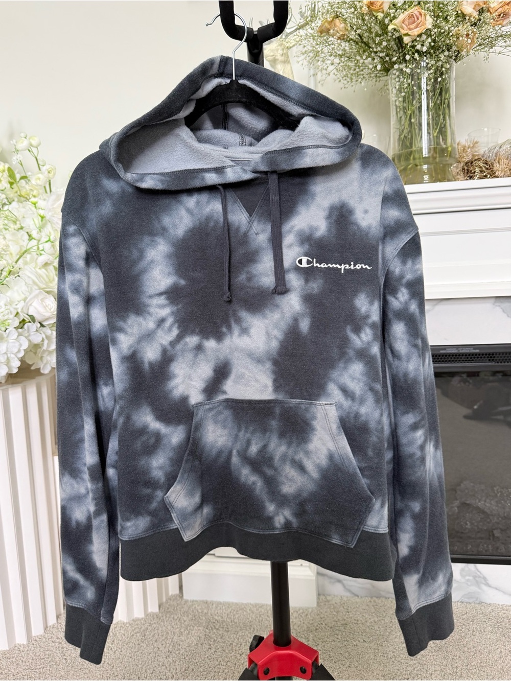 Champion Women’s Tie Dye Navy Blue Hoodie - Size Large